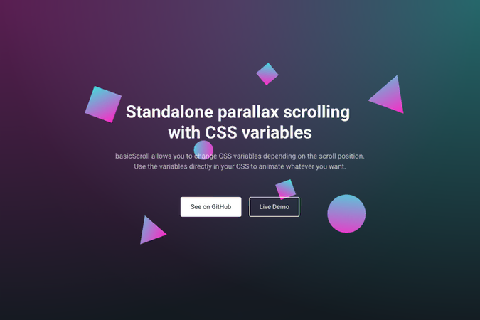 Screenshot of the website of basicScroll